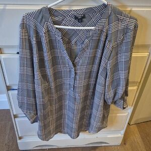 Torrid Gray and White Checkered Blouse